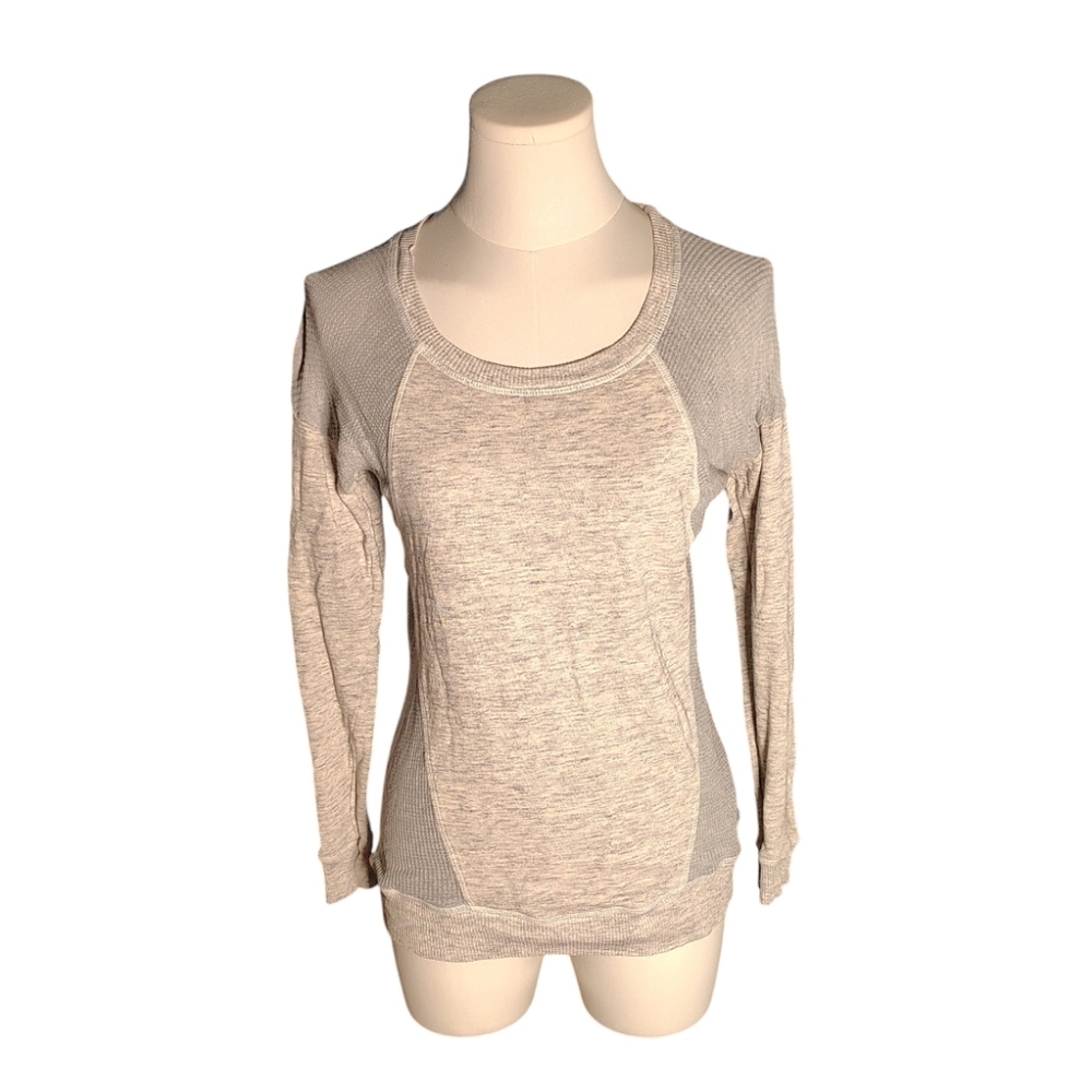 Splendid Vintage Gray Cotton Knit Slimming Thermal Sweater Size Extra Small